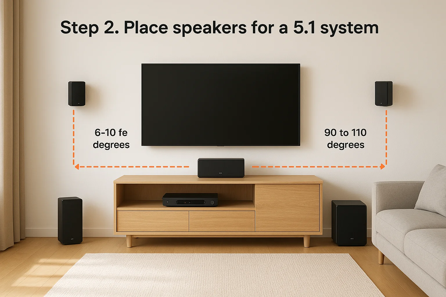 Step 2. Place speakers for a 5.1 system